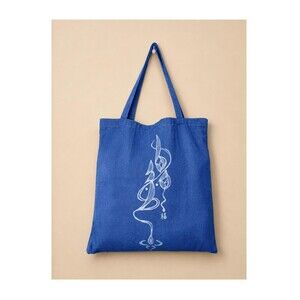 Nüshu Blessing Batik Tote Bag, Natural Indigo Hand Dyed Cotton Bag Chinese Folk